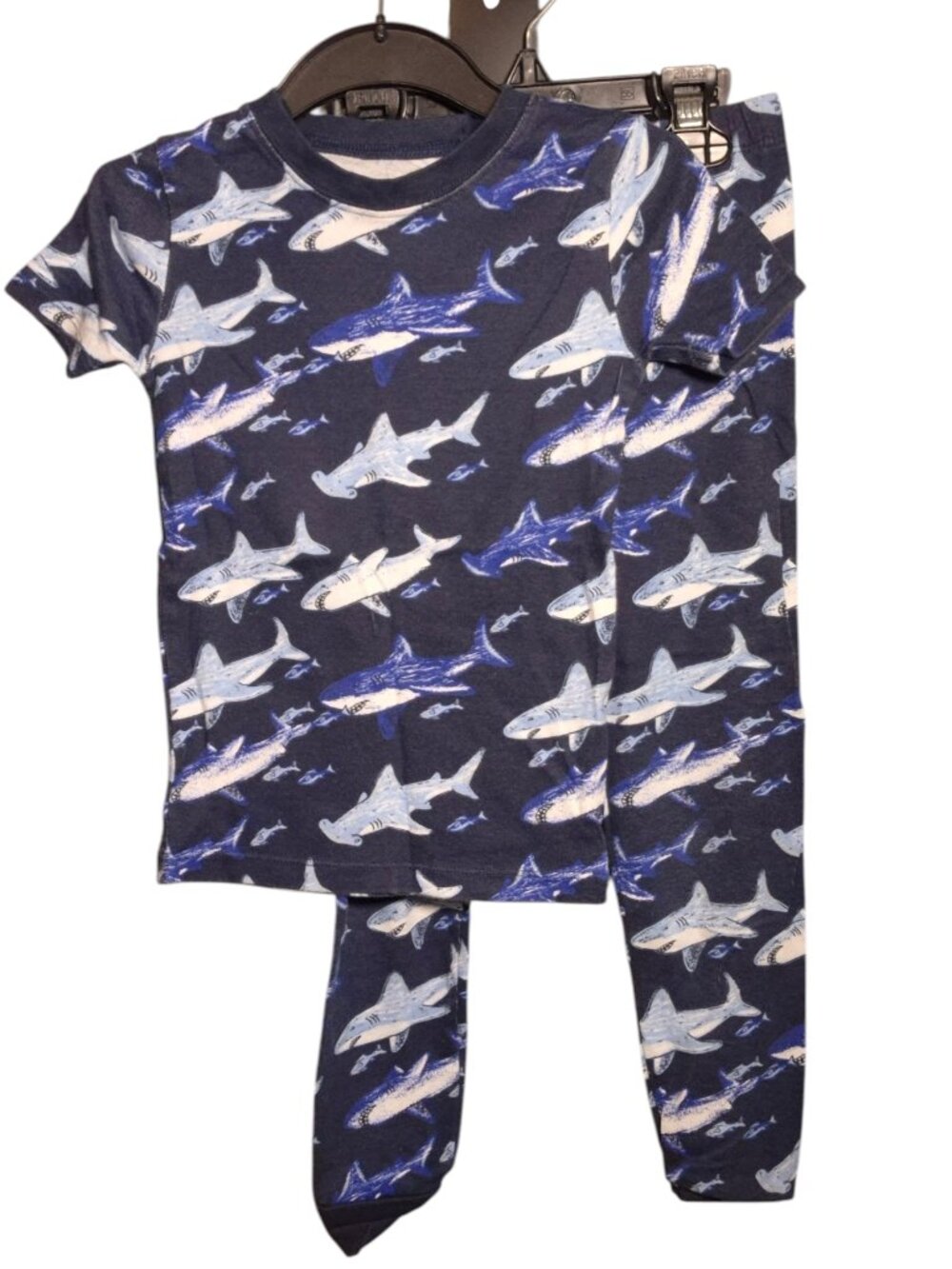 2 Pairs Carter's Pj's Tonal Blues Shark Print. Size 5T